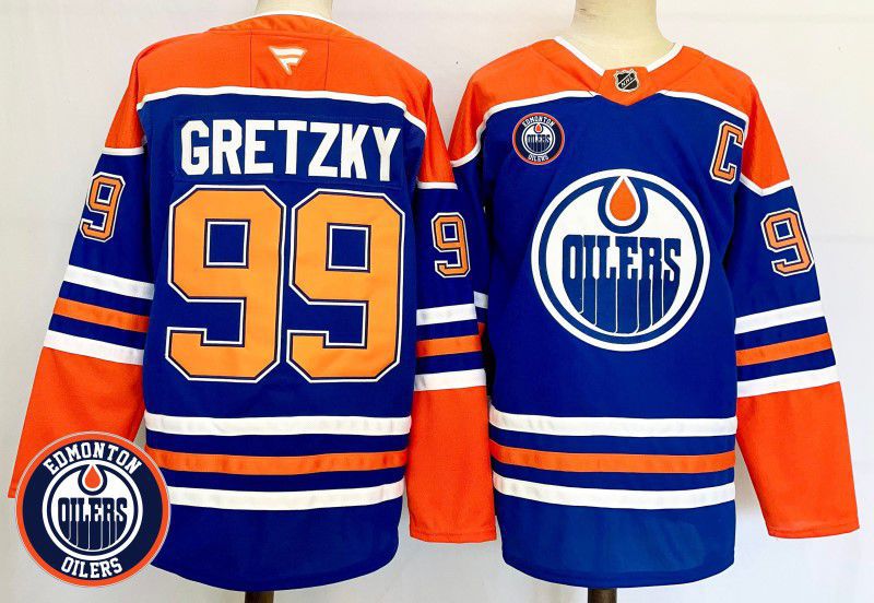 Men Edmonton Oilers #99 Gretzky Blue Fanatics 2025 NHL Jersey style 1->edmonton oilers->NHL Jersey